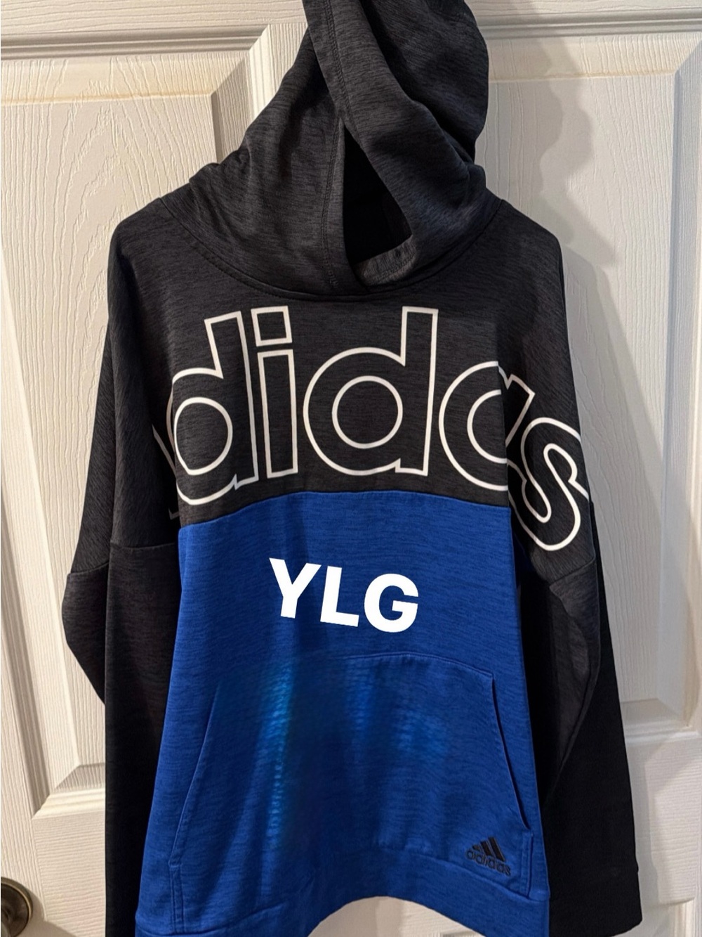 adidas Black and Blue Colorblock Youth Hoodie